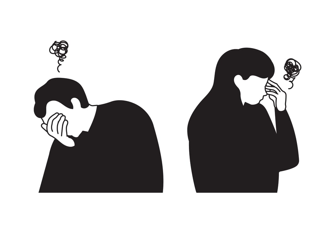 People under stress. Mental health concept illustrations.
